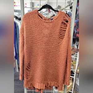 Hot & Delicious Distressed Sweater. Oversized S/M Rust